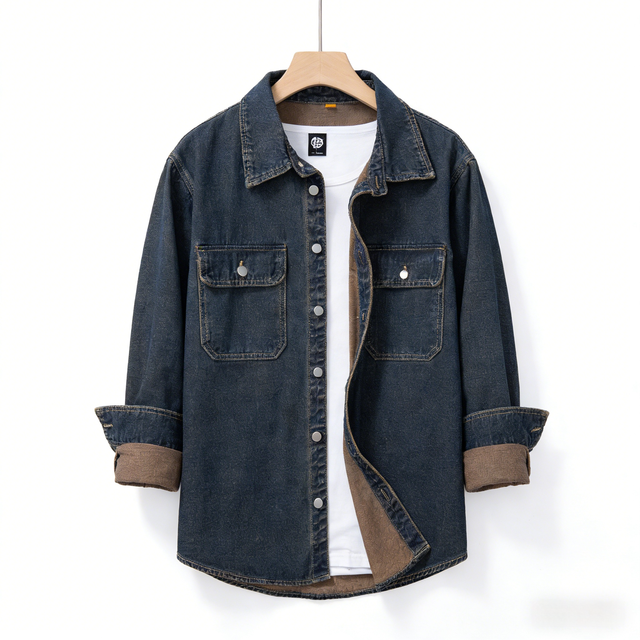 TK Camisa Retro Estadounidense Para Hombre Multicolor Talla Grande No Elástica Casual Versátil Ropa Exterior De Algodón Y Poliéster