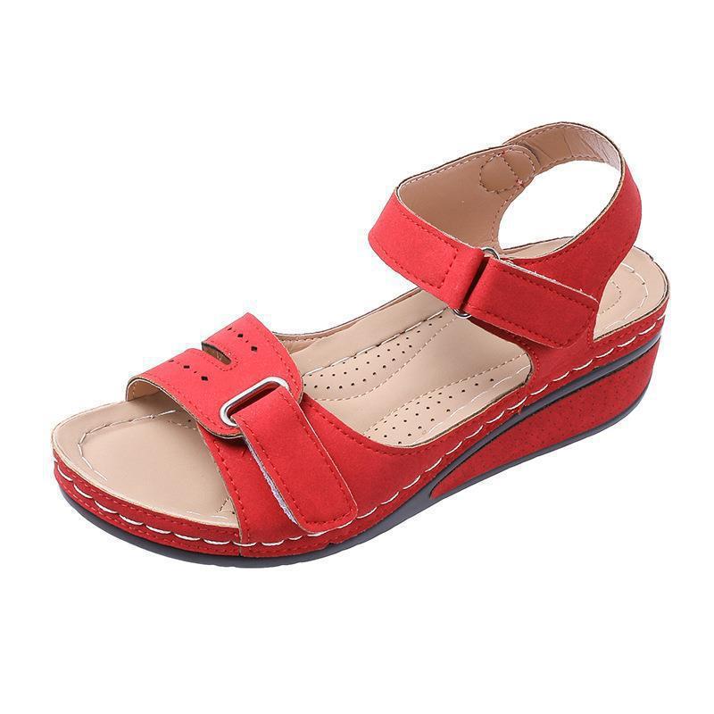 TK Sandalias de mujer de nuevo estil con Tacones de cuña, Suela Gruesa con Velcro, Talla big, sandalias de una Tira en stock