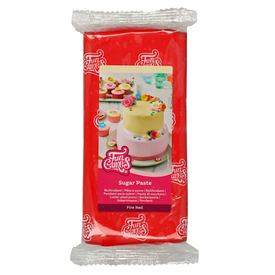 Glotomania - Fondant Funcakes - Rojo Fuego 1 Kg - Delicioso Fondant - Extender Perfectamente - Relleno y Decoración