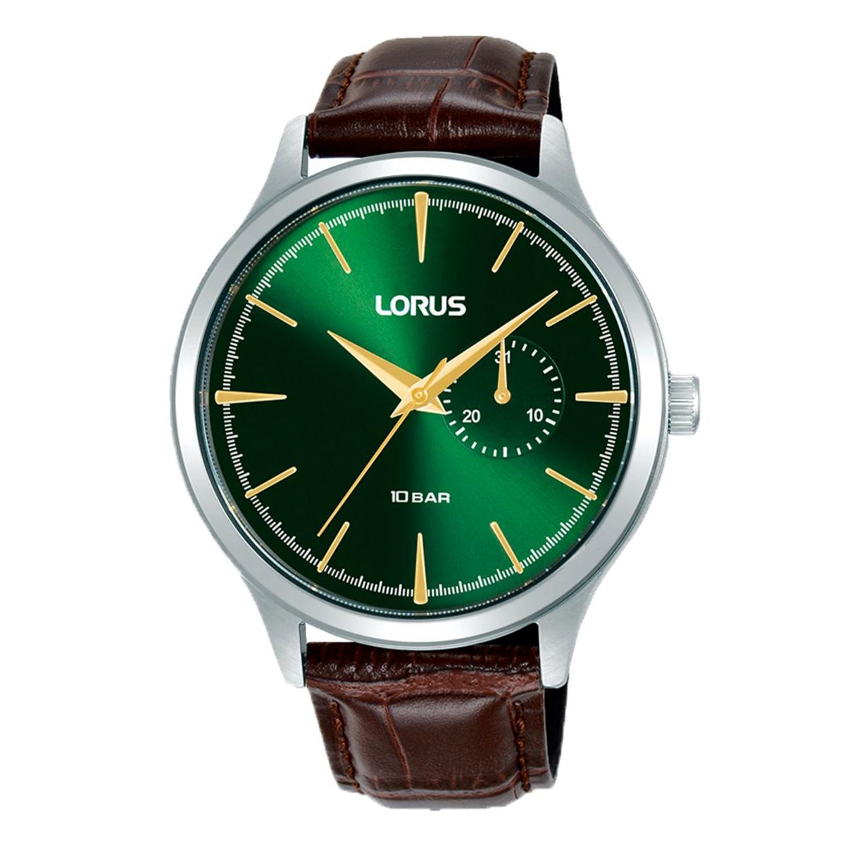Lorus Reloj Hombre Caja De Acero Pulsera Genuine Leather De Color Marrón Resistente Al Agua 10 Atm R5b09ax9