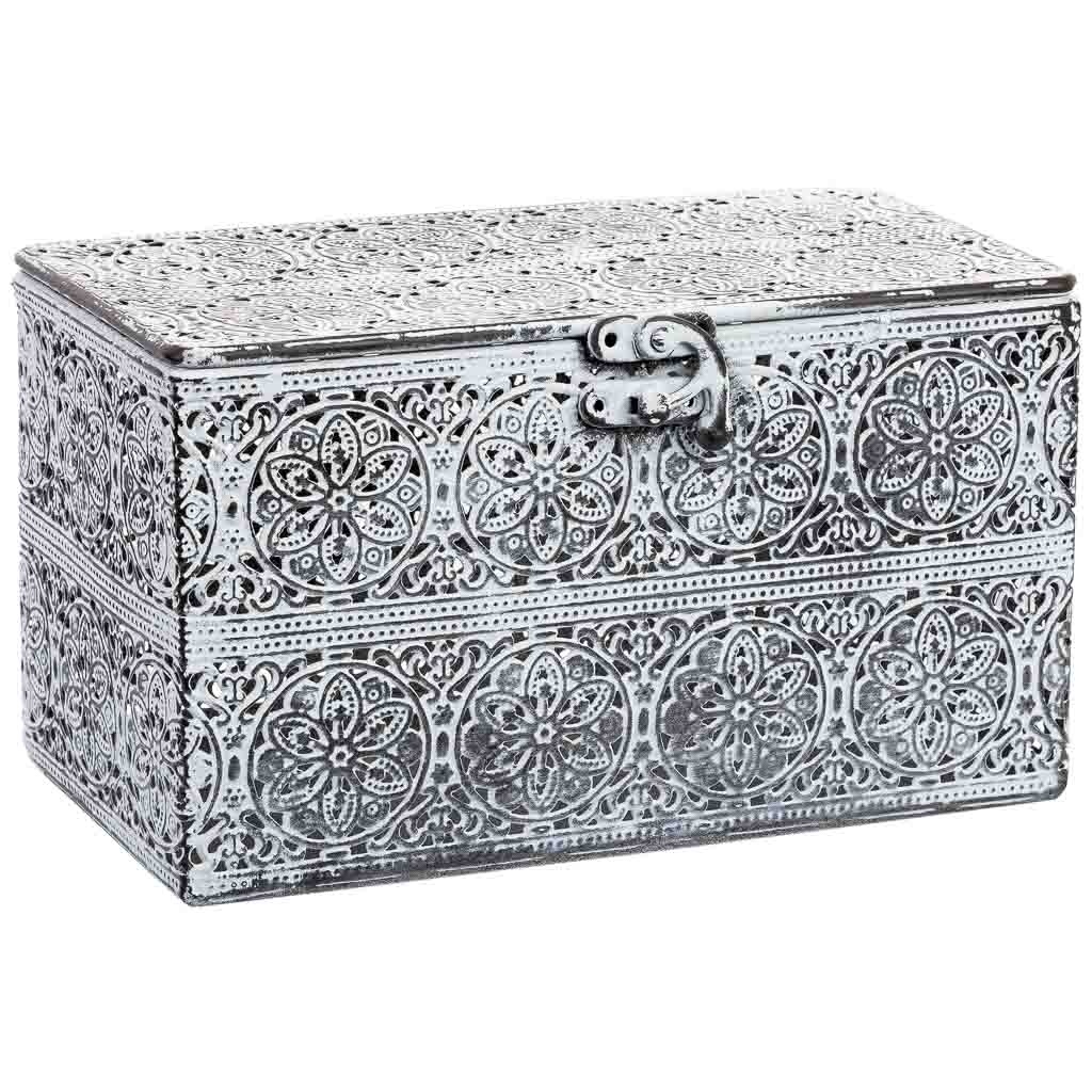 Wonderlust Deco - Caja de metal blanca 20.5x12.5x11.5h cm Blanco 20.5x12.5x11.5h cm