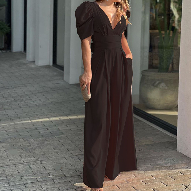 TK 2024 Verano Nueva Manga Short Mujeres Fashion Elegant Gran tamaño Wide Leg Jumpsuit 1