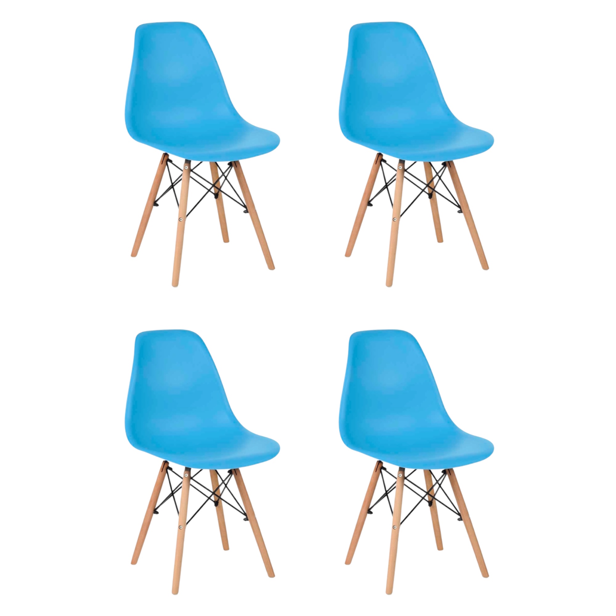 Minimal DECO Pack de 4 Sillas de Comedor Color Azul con Patas de Madera Natural  Diseño diseño europeo para Cocina, Salón y Comedor Moderno  Sillas Decorativas de Estilo Nórdico para Hogar Contemporáneo y Espacios Elegantes