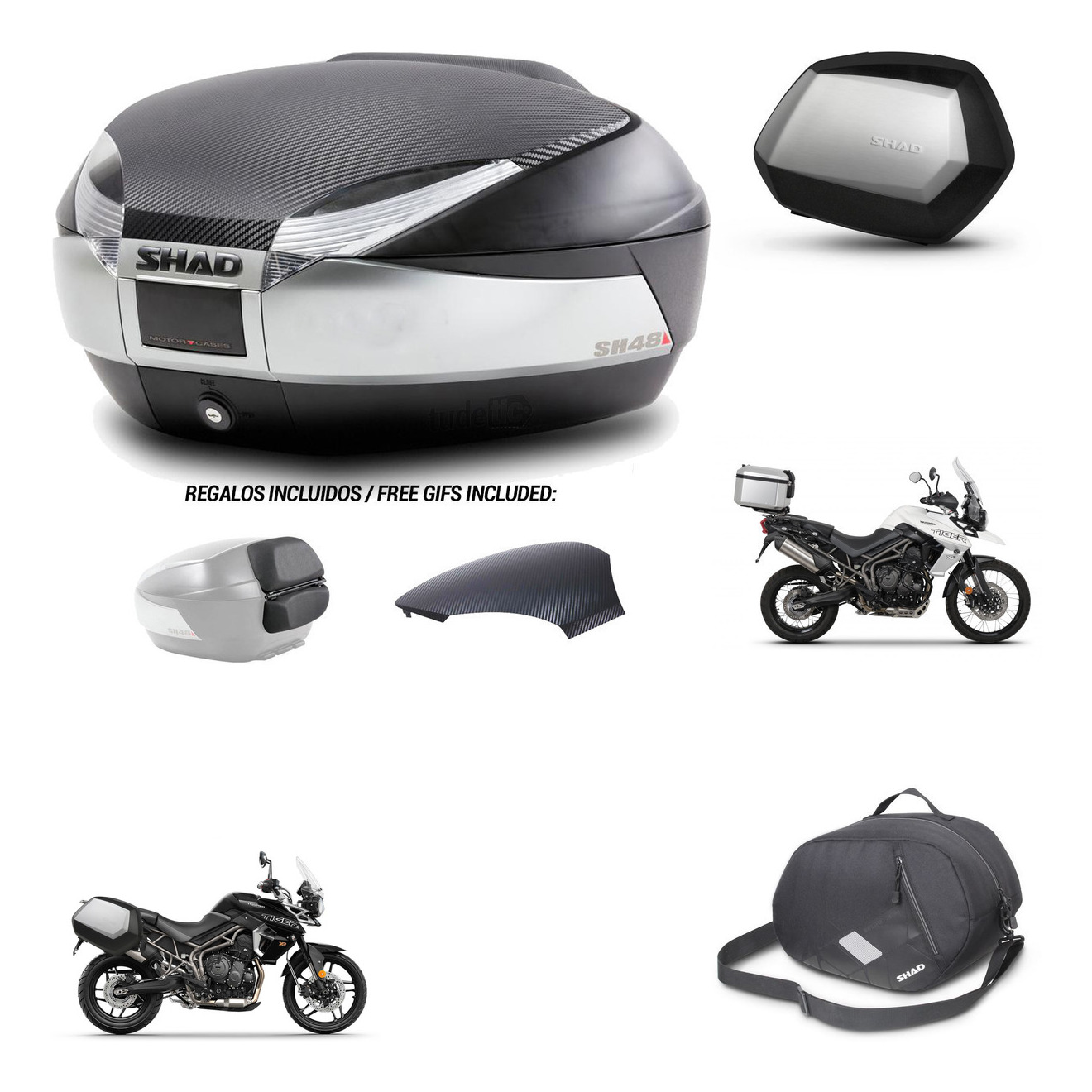 Maletas Laterales + Baul Trasero + Herraje Montaje + Bolsa Interna + Herraje 3P Sh48 Sc Sh35 Premium KIT-254427