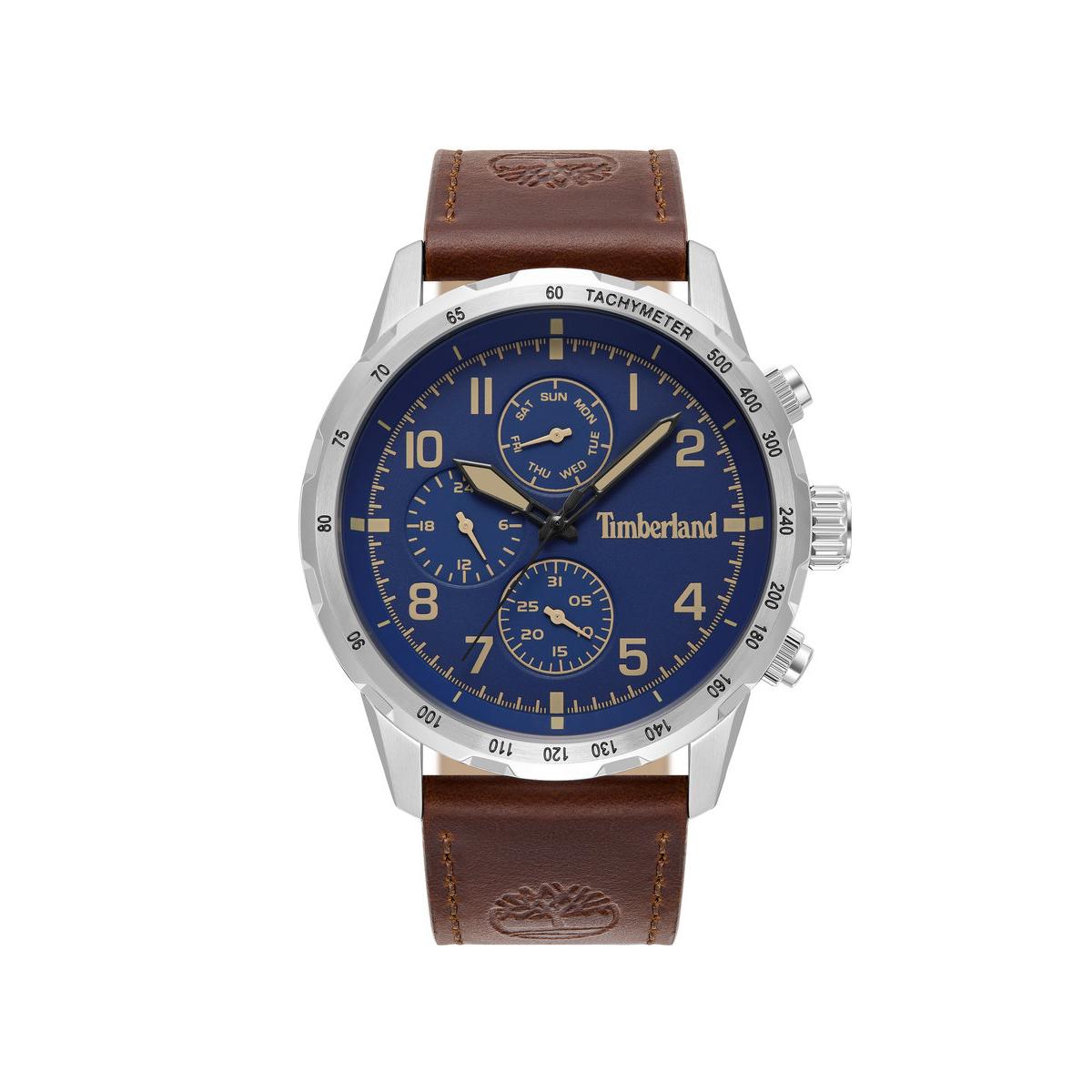 Timberland Reloj Hombre Caja De Acero Pulsera Genuine Leather De Color Marrón Oscuro Resistente Al Agua 5 Atm Tdwgf0055401