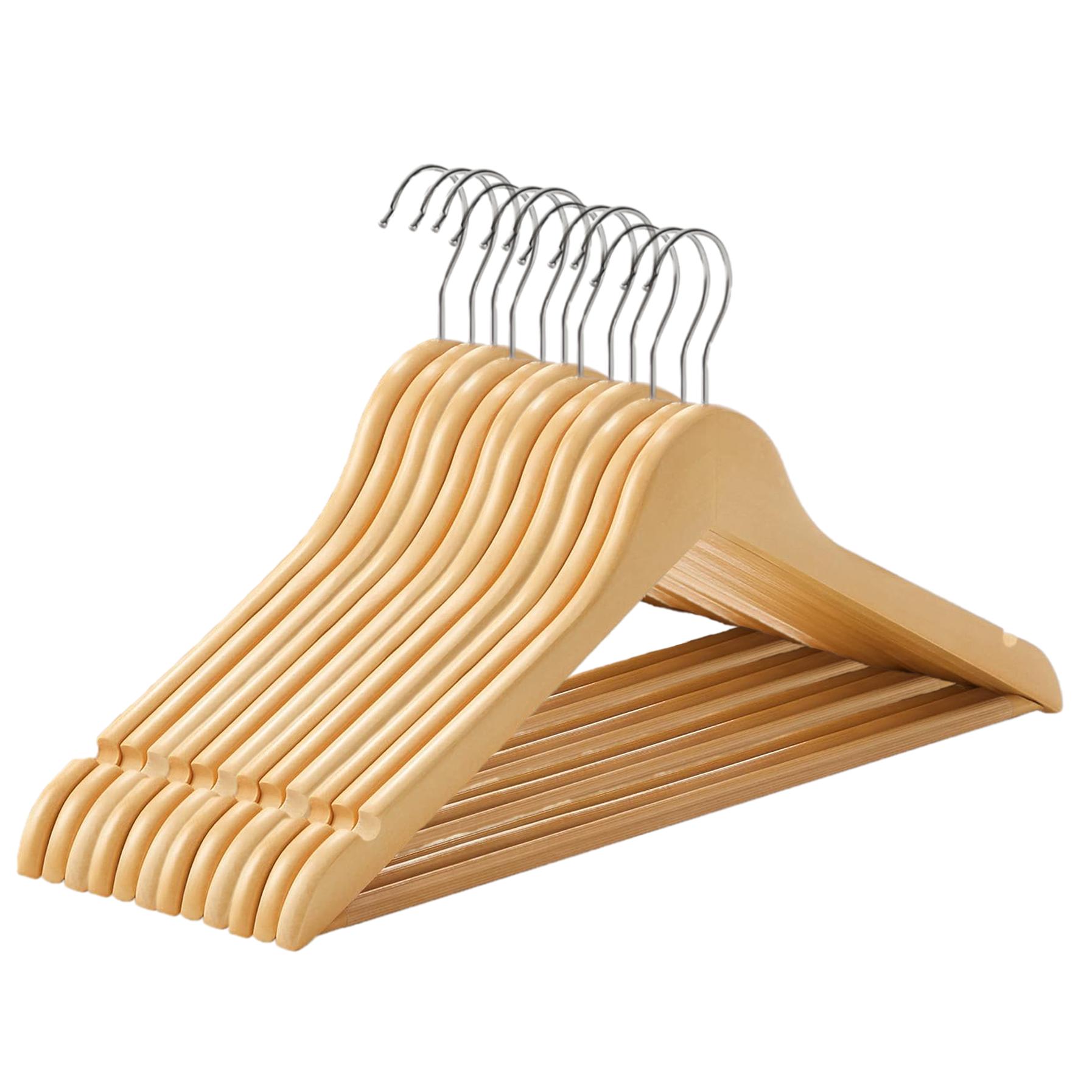 Euroxanty Perchas de Plástico Macizas para Trajes - Resistentes y Duraderas - Ropa, Abrigos, Chaquetas - Acabado Natural - Paquete de 3
