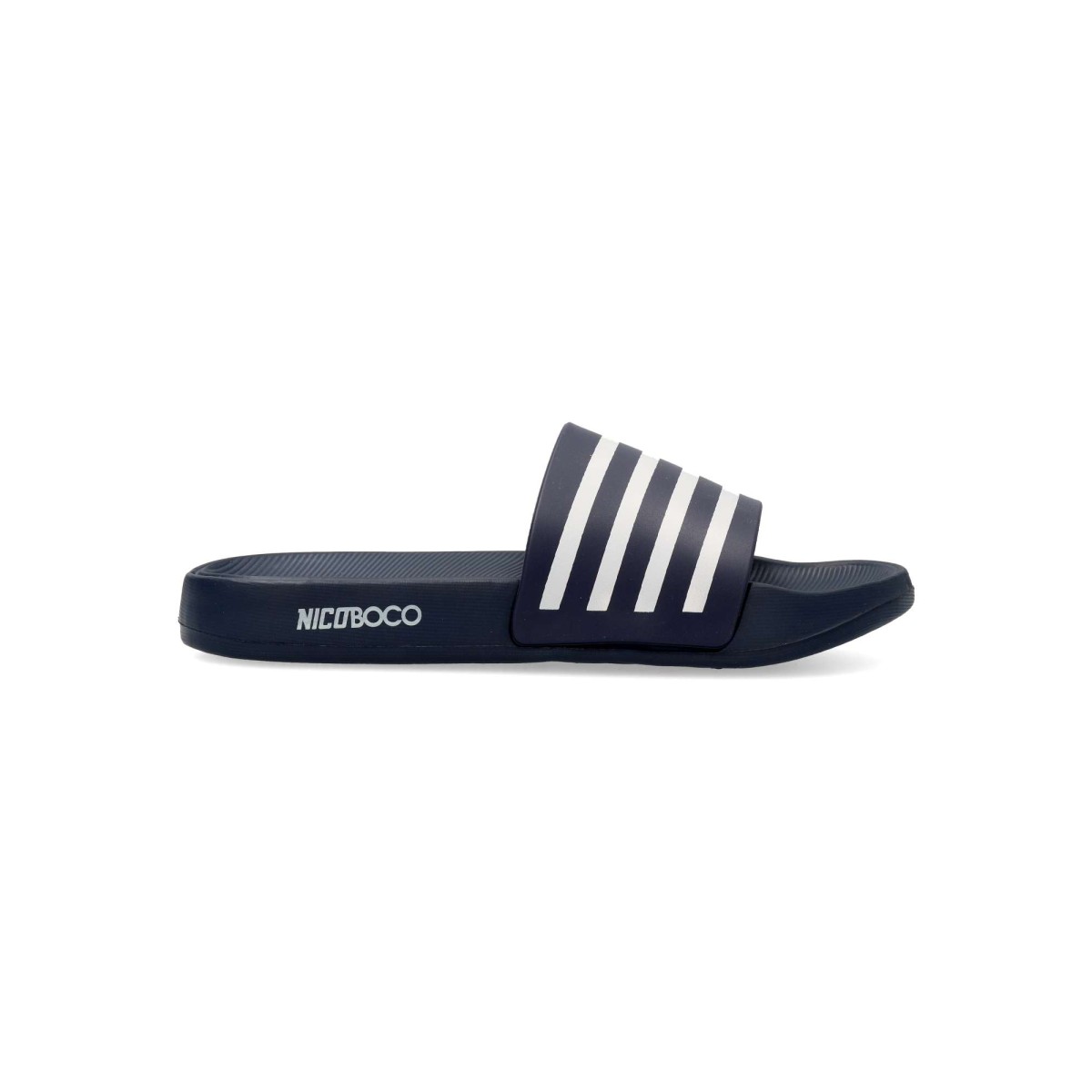 NICOBOCO - Chanclas de playa y piscina para niño y niña con pala y suela de goma EVA, diseño de rayas blancas sobre fondo negro, cómodas y ligeras