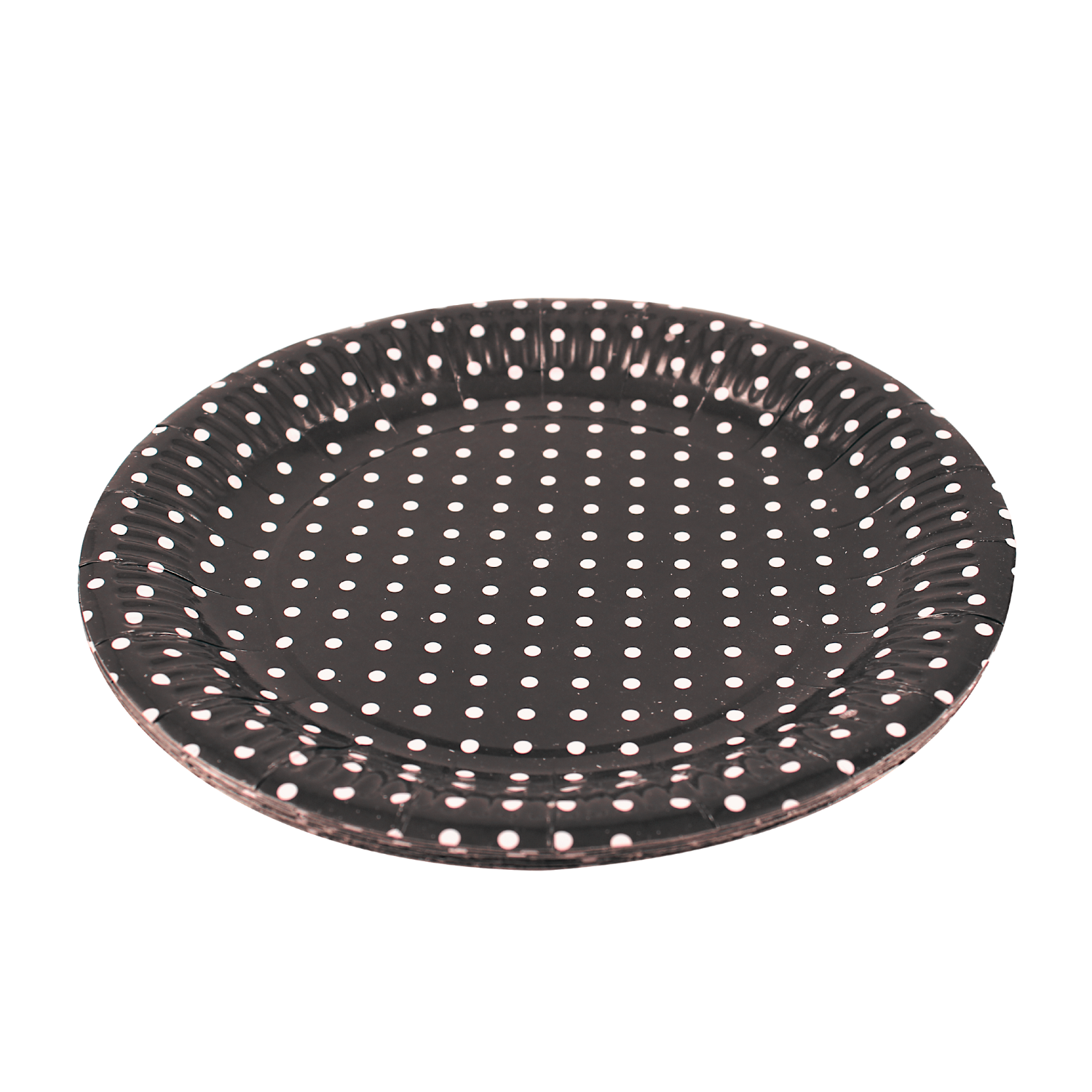 Platos De Carton Con Lunares Para Fiestas - Negros
