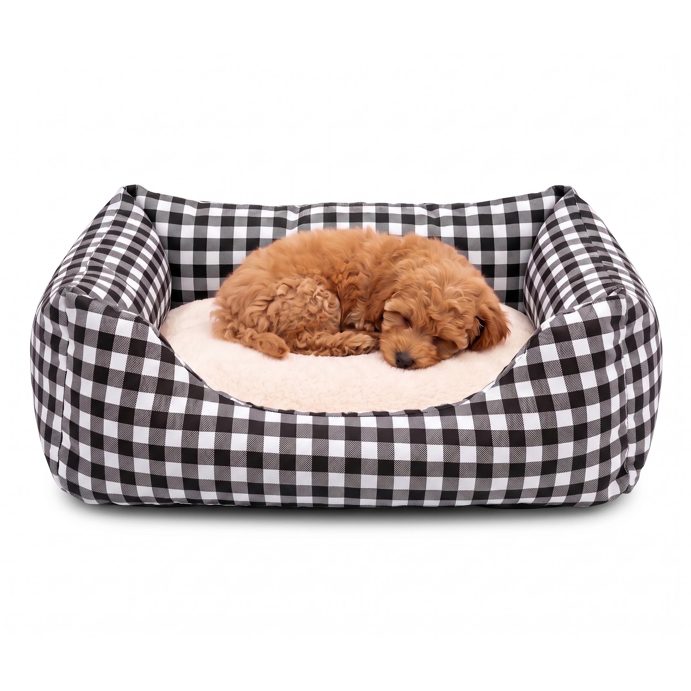 Cama para perros pequeños y gatos con relleno viscoelástico híbrido, cojín reversible coralina 56x45 cm