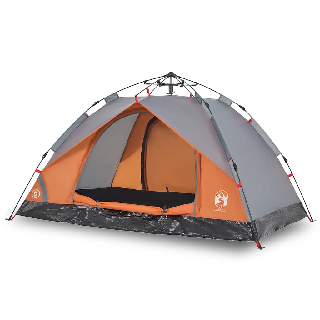 vidaXL Tienda de campaña iglú 3 personas apertura rápida gris/naranja