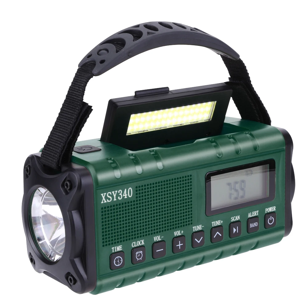 TK Radio De Emergencia Portátil 10000mAh Con Solar Y Manivela LED Linterna Banco DE LA Energía Recargable AM FM NOAA Weather Radio Cargador USB