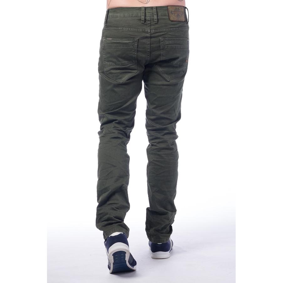Koroshi - Pantalón vaquero largo para hombre de corte regular, 99 % algodón y 1 % elastano, color verde