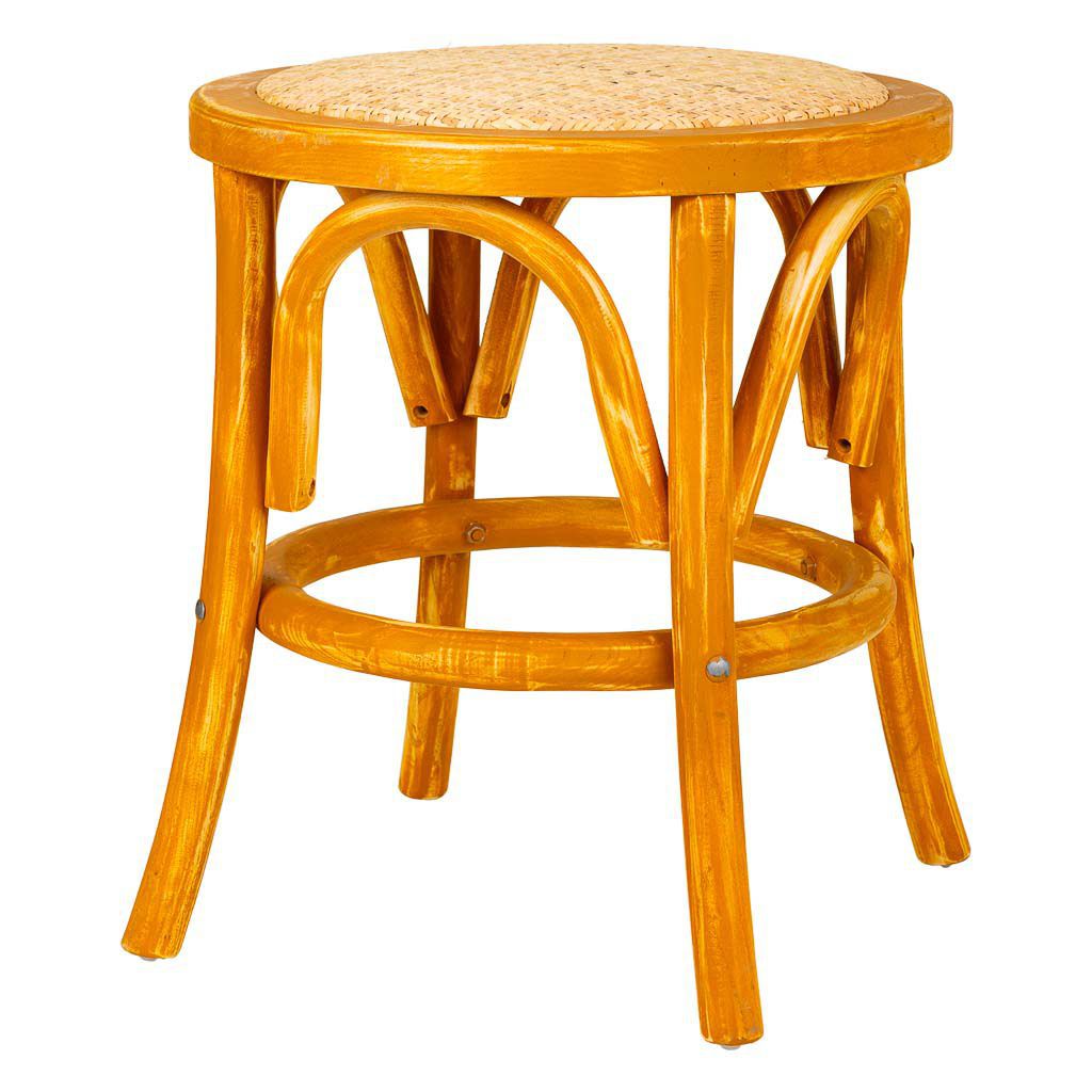 Taburete De Madera Y Asiento De Ratan, El mejor complemento para tu hogar