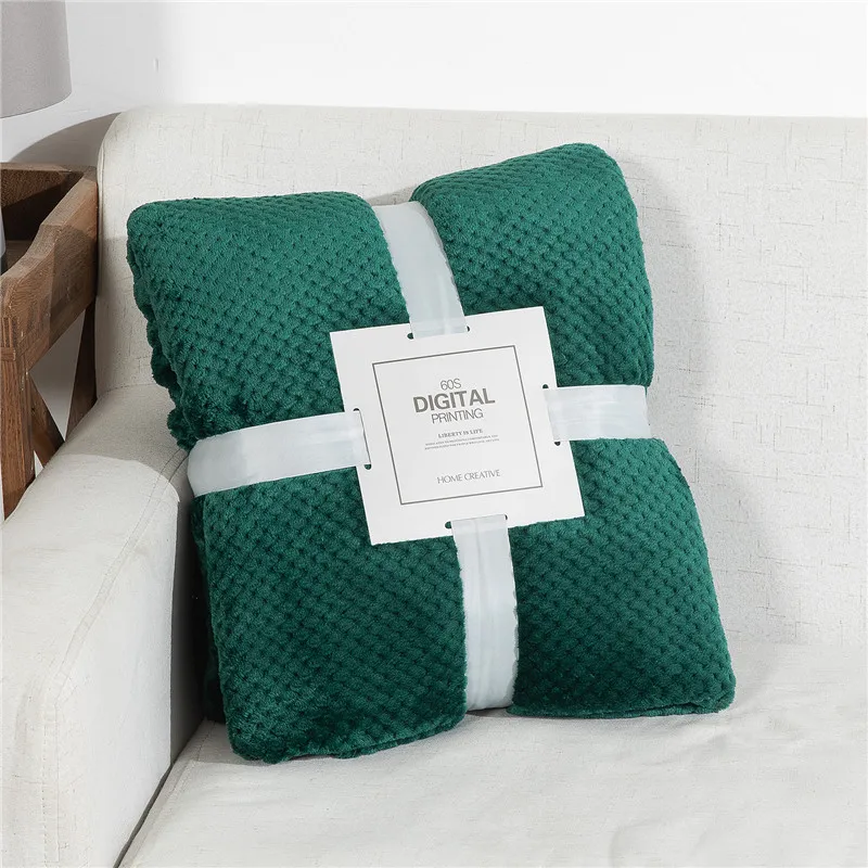 Manta De Felpa Coral Japonesa 300gsm Estilo Primavera Verano Suave Y Fluffy Falso Pelo De Mink Cubierta De Sofá Sólida Manta De Cama En Cuadros