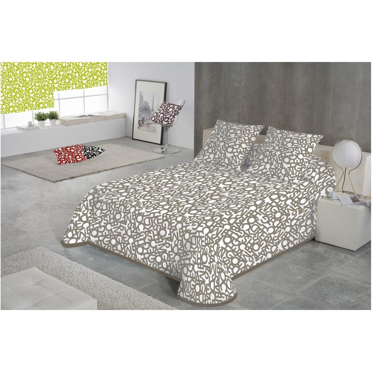 SABANALIA - Colcha estampada Letras (Disponible en varios tamaños y colores) | Colcha ideal para primavera y verano | Producto ligero y decorativo