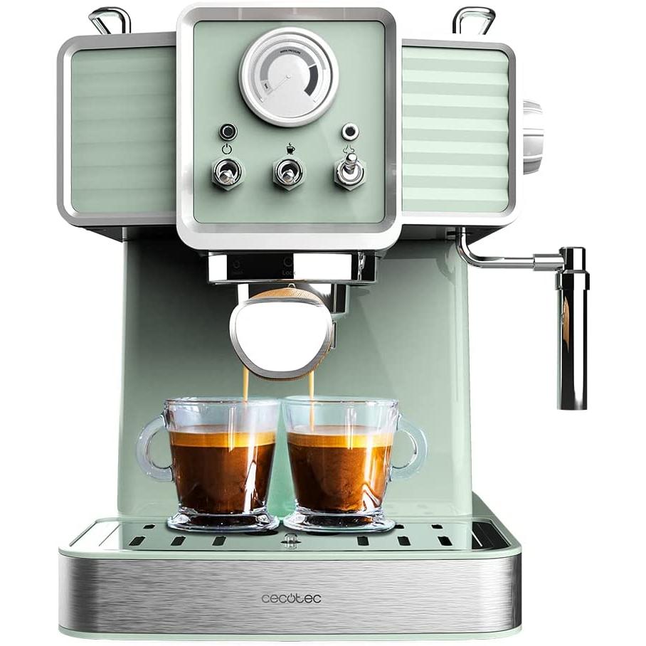 Cecotec Cafetera Express Power Espresso 20 Tradizionale Light Yellow. 1350 W, Espresso y Cappucicno, 20 Bares y Thermoblock