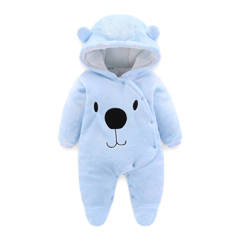 Monos con capucha para niños y niñas, diseño con botones a presión, estilo abrigo de invierno, monos con estampados lindos