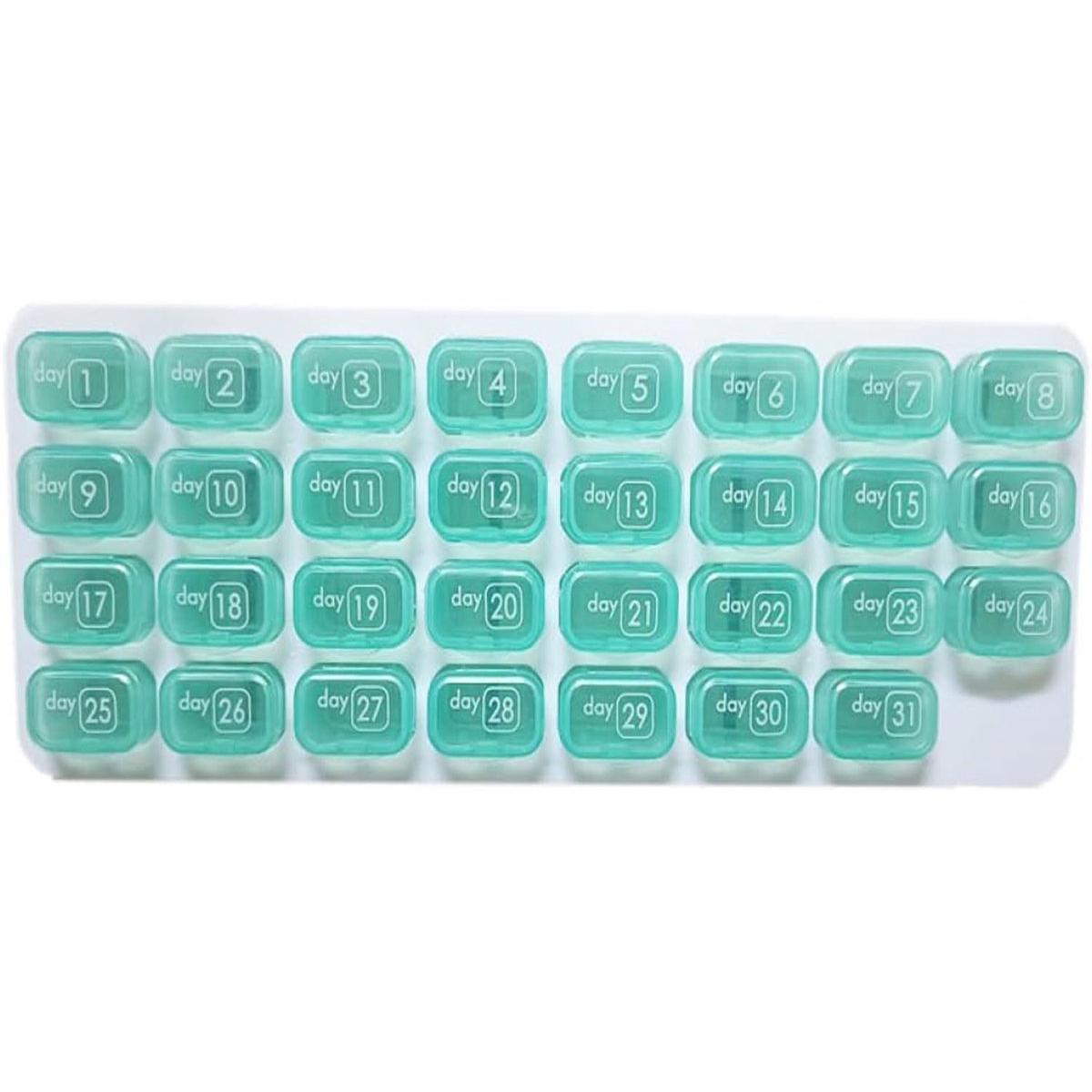 Pastillero-Papeleras-Botiquín-31 días-Organizador de medicamentos-Papelero mensual-Extraíble-Muy adecuado para viajar, botiquín para llevar-verduras