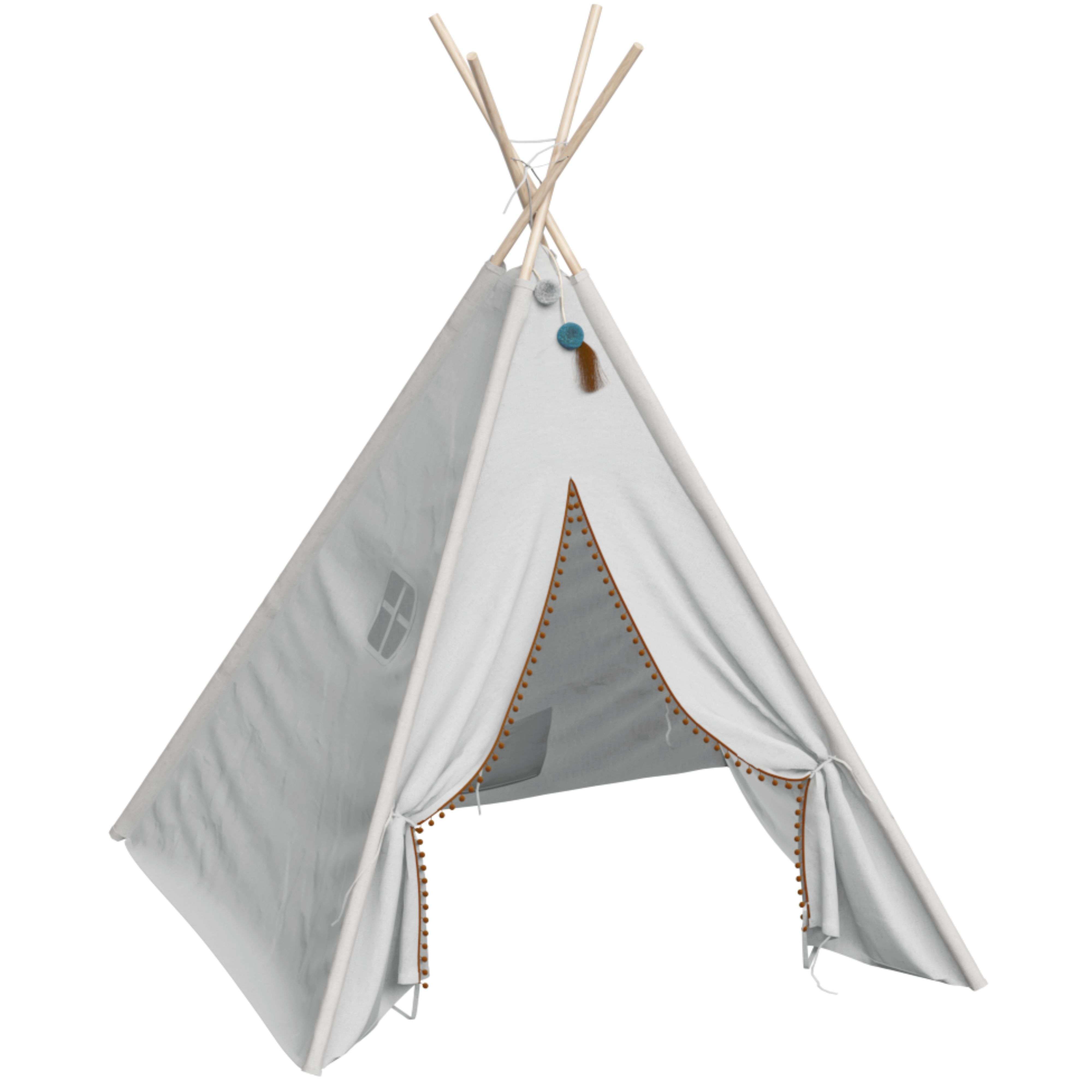 Miroytengo Tipi Infantil Blanco Wapi 120 cm - Enrollable y portátil, en Poliéster y Algodón Tienda Campaña Infantil