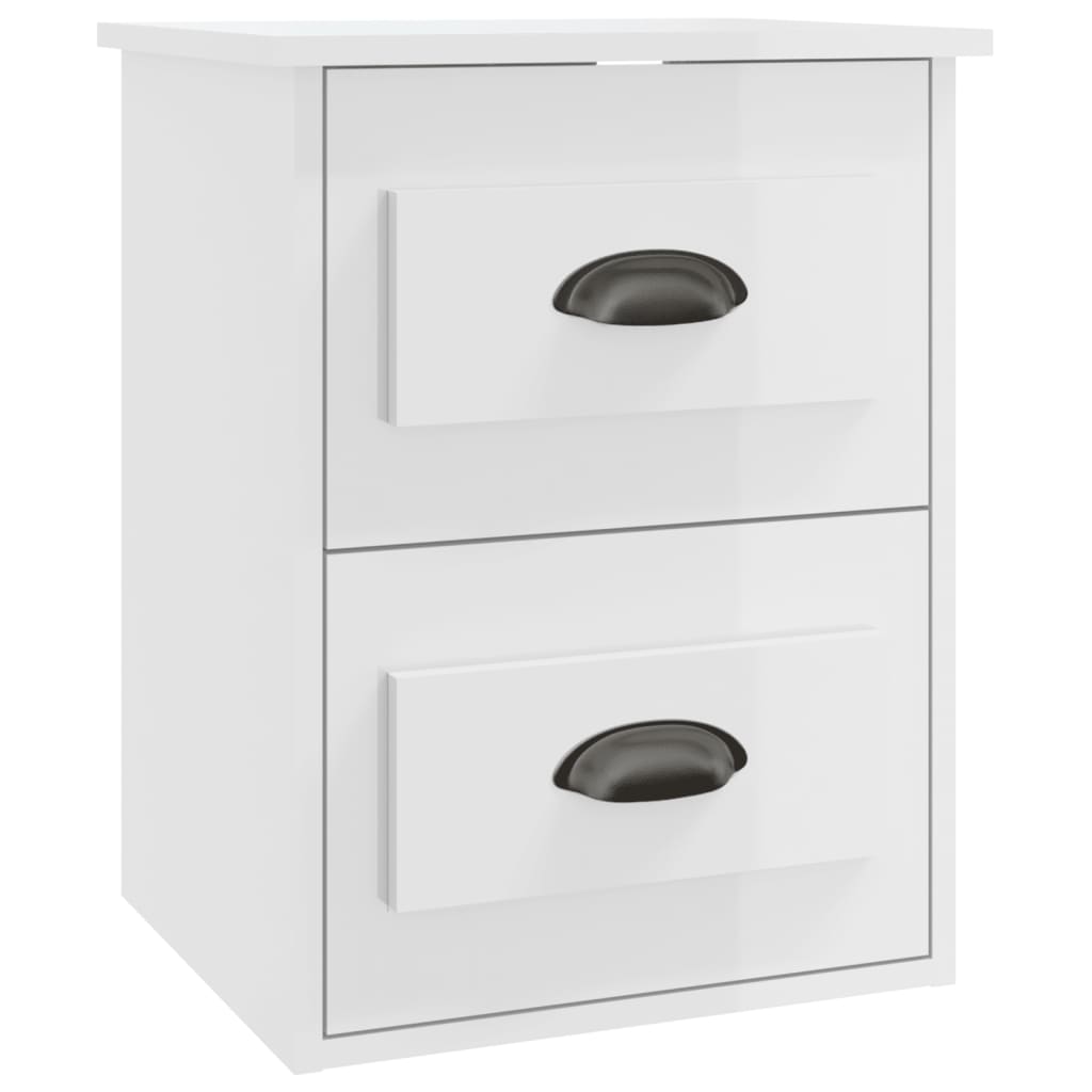 vidaXL Mesita de noche de pared blanco brillante 41,5x36x53 cm