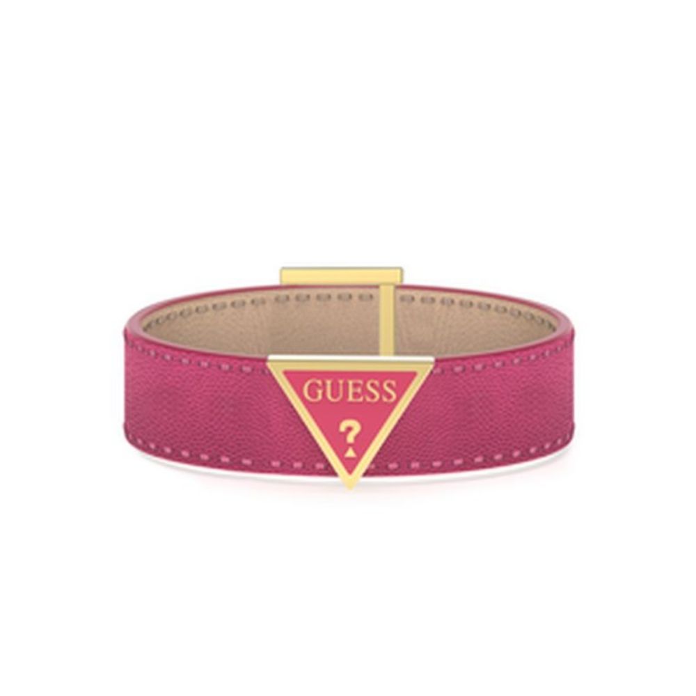 Guess - Pulsera Iconic JUBB01495JWYGFCT-U para mujer de cuero genuino con hebilla y logo en acero dorado, 22 cm, incluye saquito y garantía oficial de 2 años