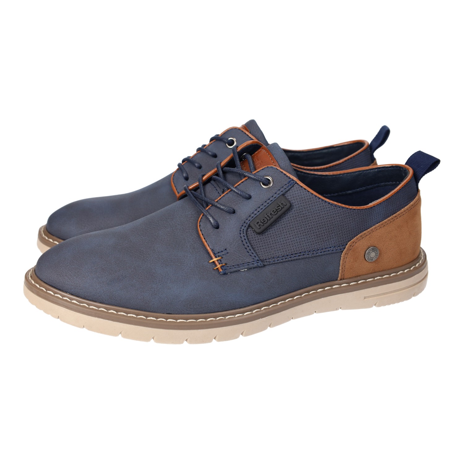 Zapatos Cordón marca REFRESH para hombre en color marino. Zapatos casuales de cordón para hombres, piso cosido, suela de goma antideslizante