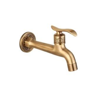 CA Grifo de latón antiguo de una sola manija para lavandería, baño, montaje en pared, grifo para lavadora, manguera de jardín al aire libre, grifo de agua fría simple.