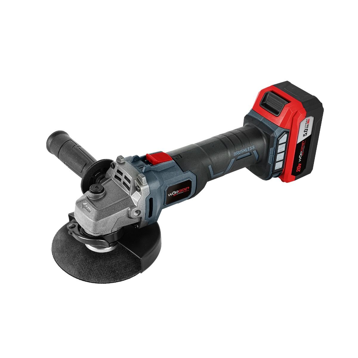 Amoladora Brushless 115mm Worgrip 20V con batería 5.0Ah - Incluye Maletín con accesorios