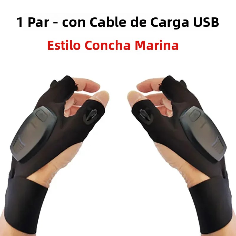 TK Guantes De Rescate LED Con Correa Para Pesca Y Ciclismo Guantes Sin Dedos Impermeables Para Camping Y Senderismo Lámpara Integrada De 250 Lumen