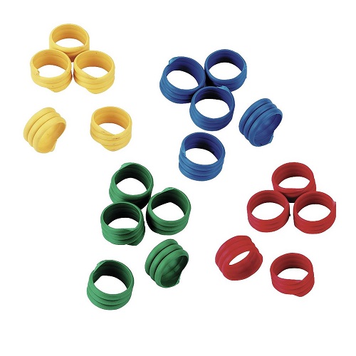 KERBL Anilla de Espiral para Identificación de Pollos, Pavos y Faisanes, Colores Variados, Ø 16 mm, Envase 100 uds