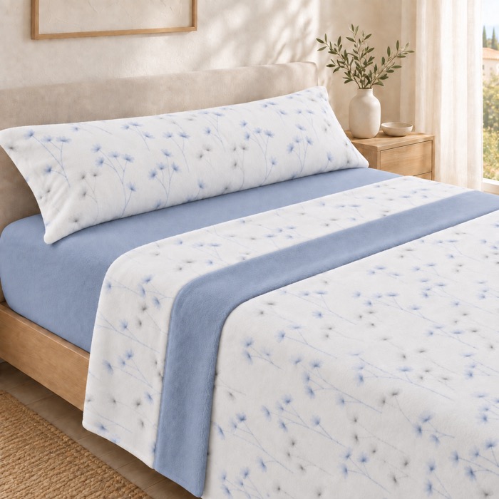 Juego de Sábanas de Coralina para Invierno, 100% Poliéster, Tacto Muy Suave y Cálido, Inclueye Bajera Ajustable, Encimera y Funda de Almohada, Lavable a Máquina, Disponible para Camas de 90, 105, 135, 150 y 180 cm