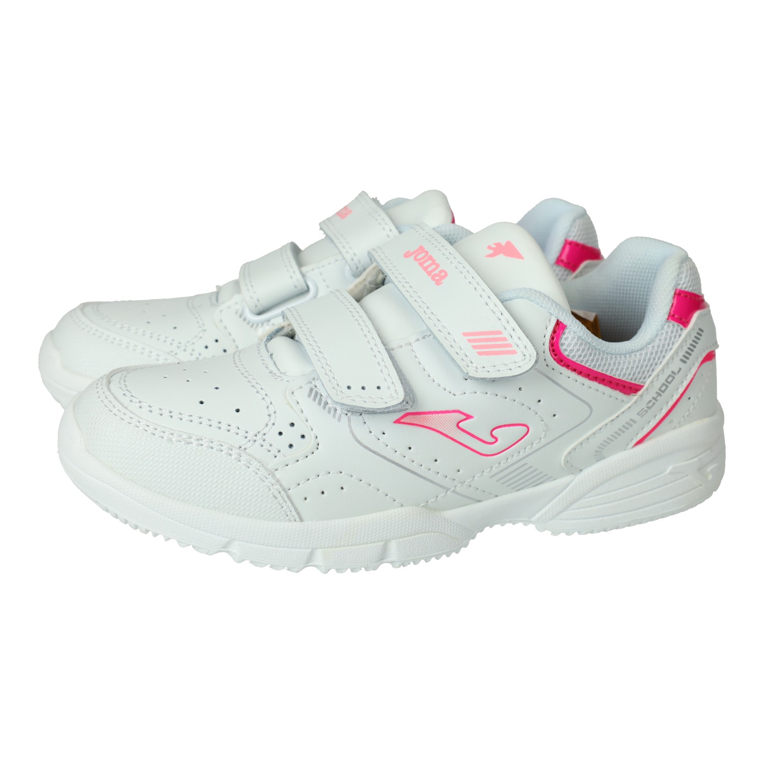 Deportivos marca JOMA para niña en color blanco-rosa. Deportivas Joma para niñas, color blanco y rosa. Zapatillas para el cole, puntera reforzada y plantilla de piel