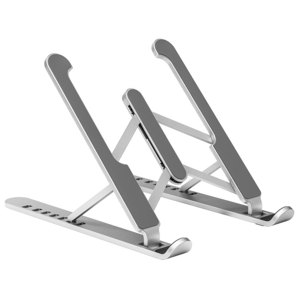 AISENS - Soporte de sobremesa ajustable para portátil y tablet, de aluminio, con 7 posiciones de altura y superficie antideslizante, color gris