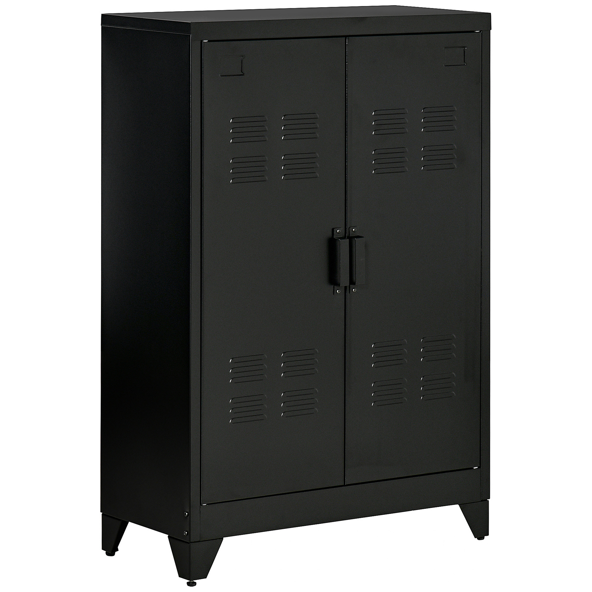 HOMCOM Aparador Archivador con puertas de lamas Armario Armario Armario Armario Metálico Industrial con 2 Estantes Ajustables Salón Dormitorio Negro 75 x 33 x 110 cm