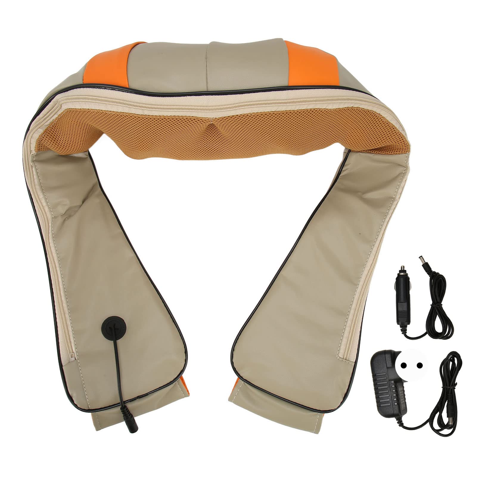 Masajeador de cuello y espalda, Almohada de Masaje Relajante con función de Calor y rotación de 360°, MaxKare XKMP 142A, Shiatsu para Hombros y Espalda, Incluye cinturón de extensión, Masaje para el Cuello