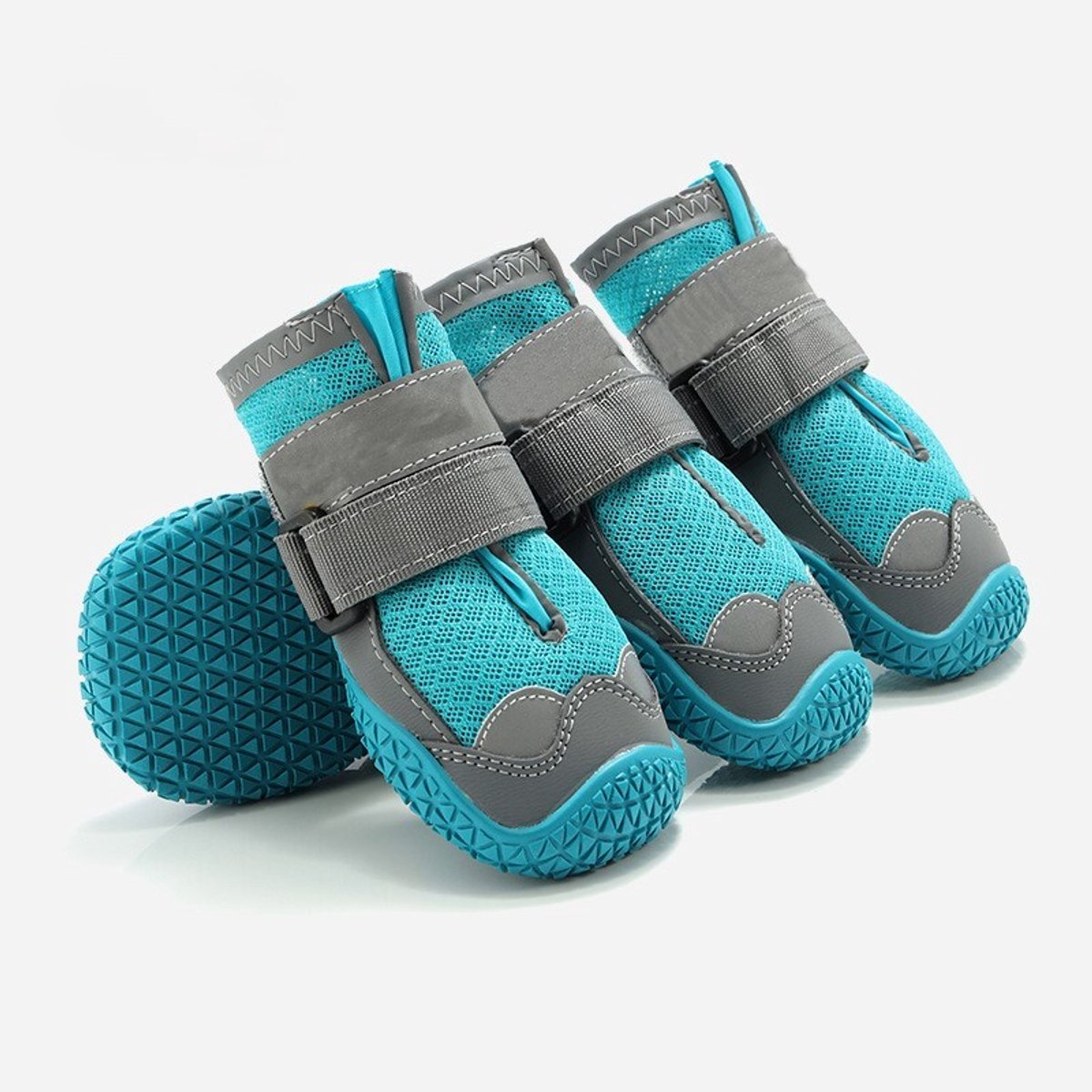 4 stuks hondenlaarzen, ademende hondenlaarzen met antislipklauwen, reflecterende hondenlaarzen voor sneeuw en wandelen, blauw,binnenbreedte 6.5cm