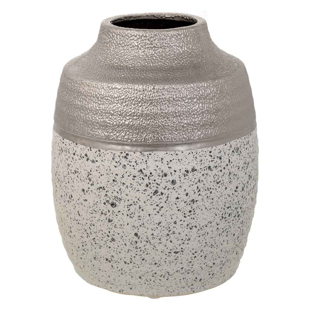 Wonderlust Deco - Jarrón de cerámica plateado 16x16x20 Plateado 16x16x20h cm