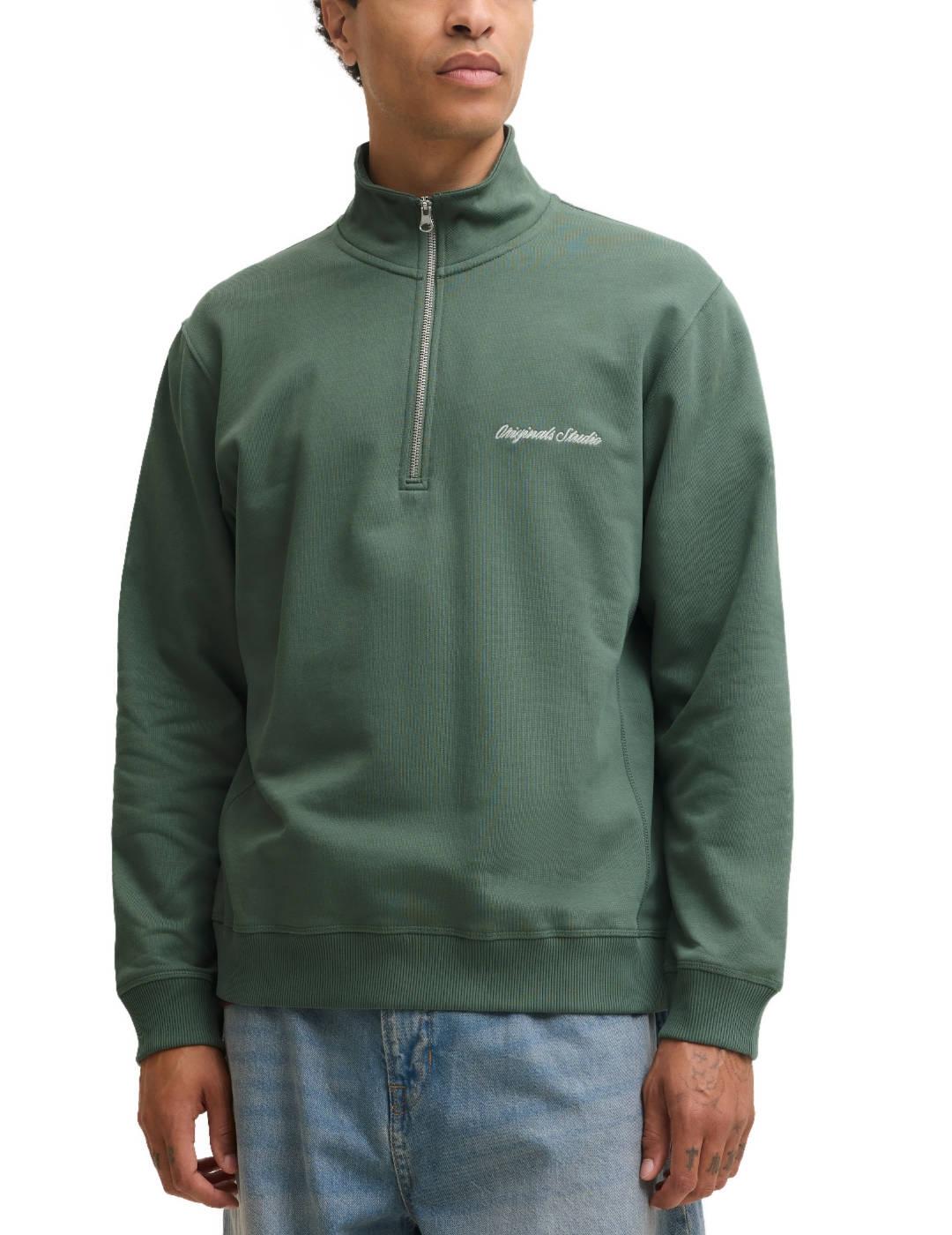 Sudadera Jack&Jones Norrebro verde sin capucha para hombre