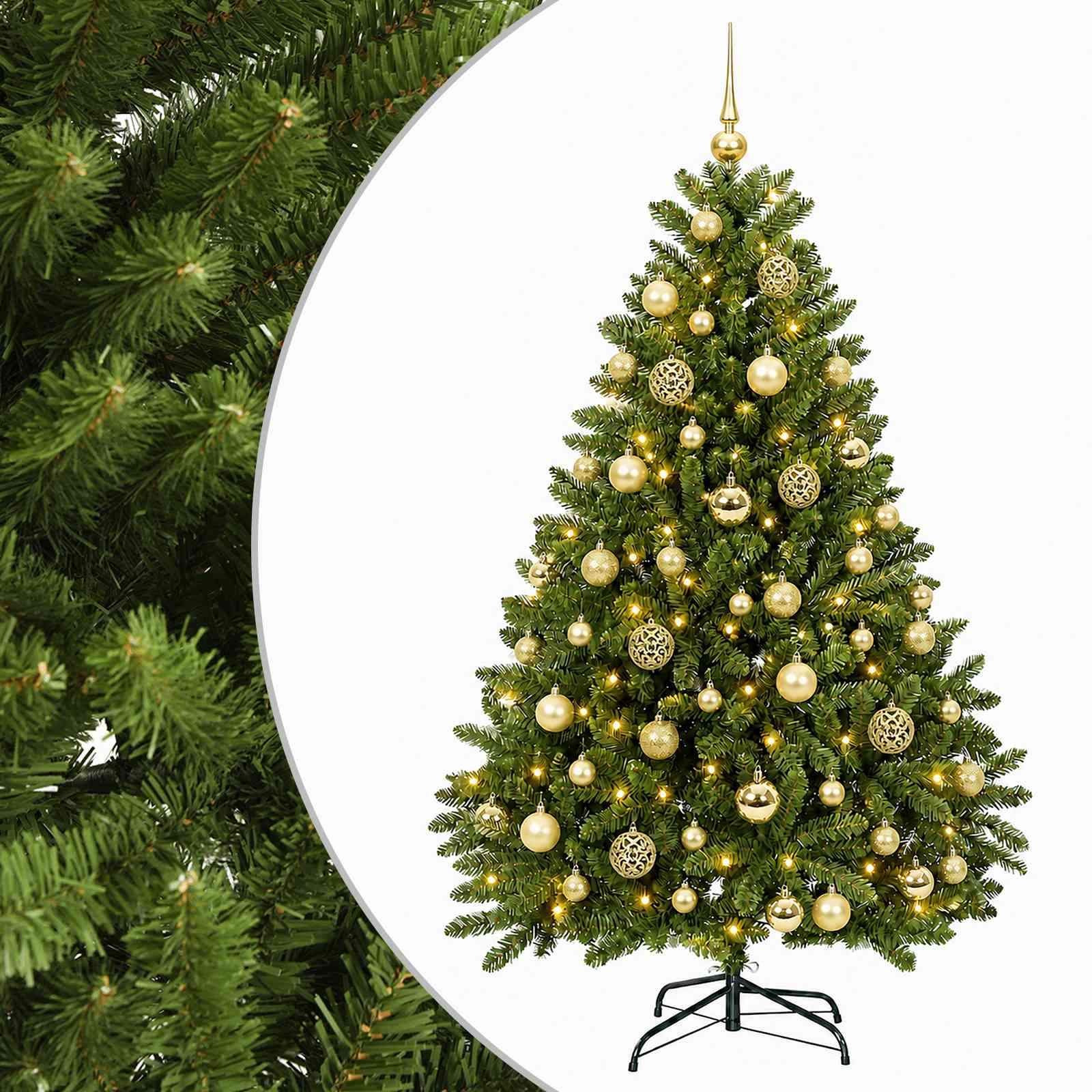 vidaXL Árbol de Navidad artificial verde claro con bolas 120 cm
