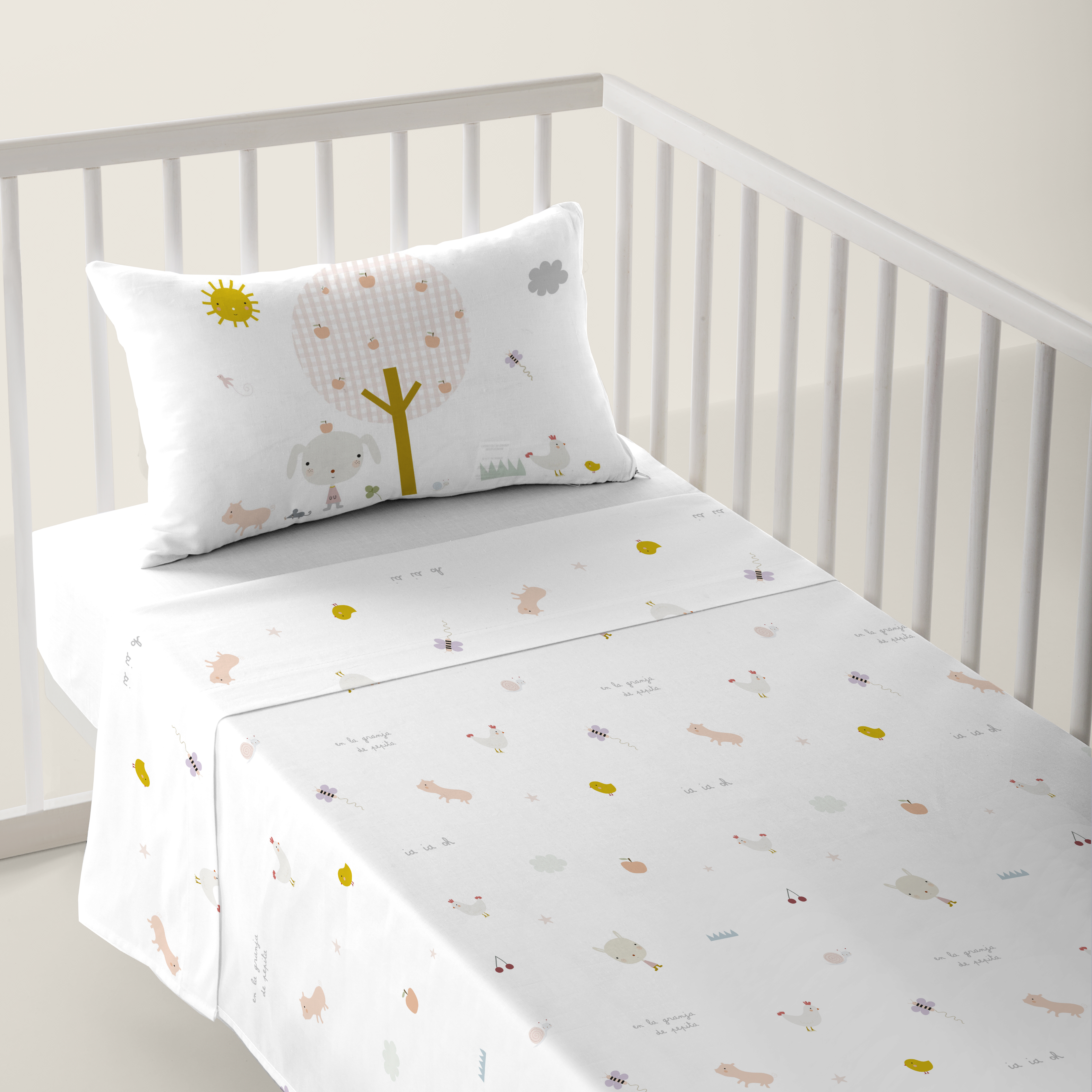 HACIENDO EL INDIO - Juego de Sábanas Cuna Estampado 100% Algodón - Juego de 2 Piezas Incluye Sábana Encimera y 1 Funda de Almohada - 100x130/120x180 cm - 13 Modelos Disponibles - Fabricado en España