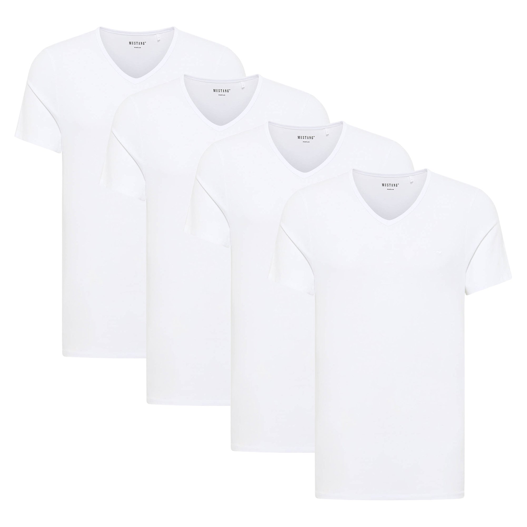 MUSTANG camisetas para hombre, paquete de 4 - Amado, algodón, Single Jersey, cuello en V Style Amado 4-Pack