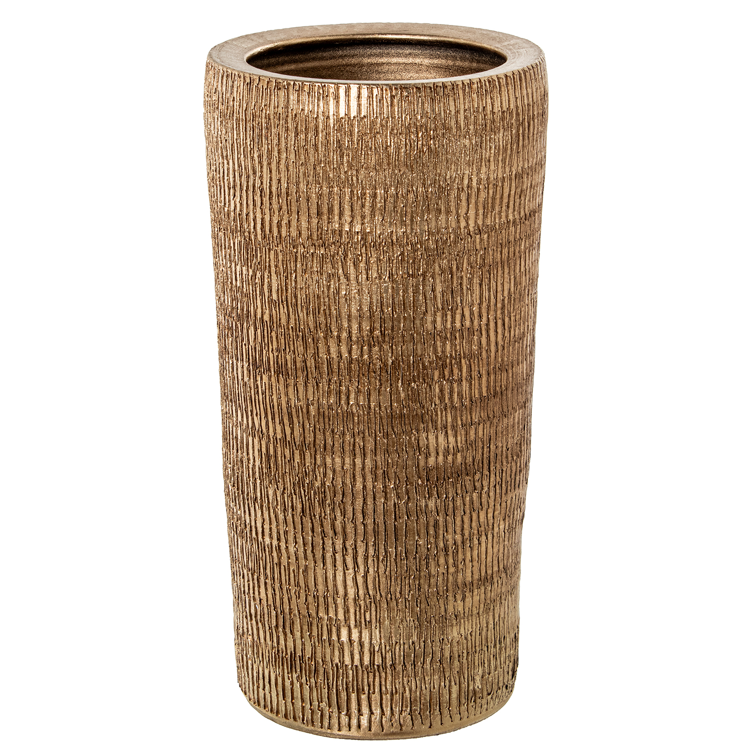 Paraguero cerámica oro rayado vertical, medidas 25x50 cm Fijalo
