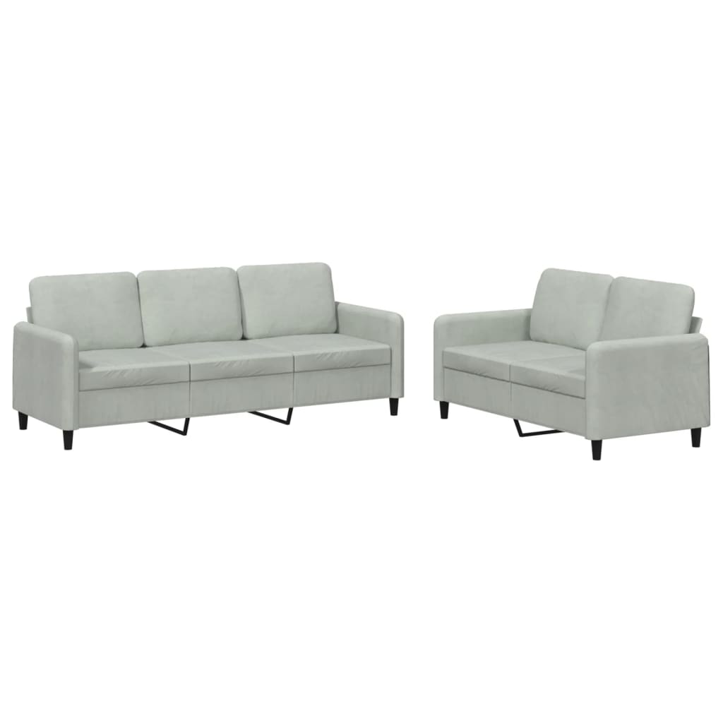 vidaXL Juego de sofás 2 piezas terciopelo gris claro