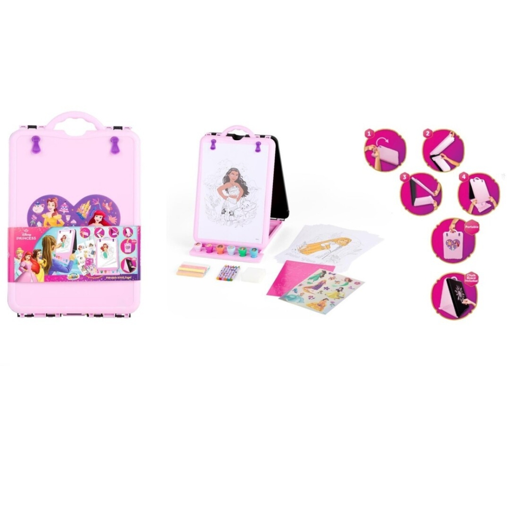Disney Princesas New Import Caballete De Arte Portátil Con Papelería 38x24 CM 87229