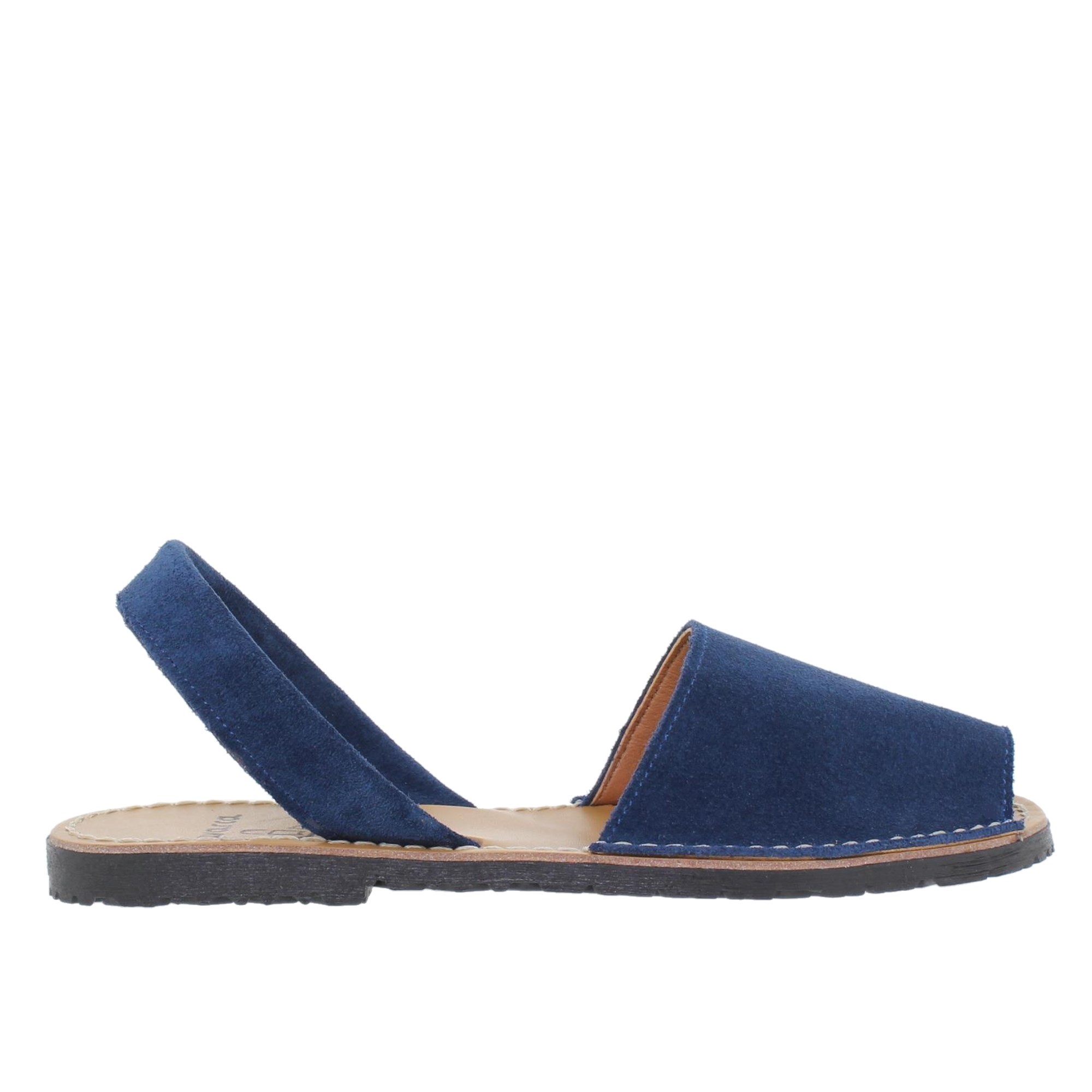 Avarcas Sandalia Menorquinas Mujer Piel Azul 202AV - Sandalias Planas de Mujer en Piel Azul Avarcas C.Ortuño