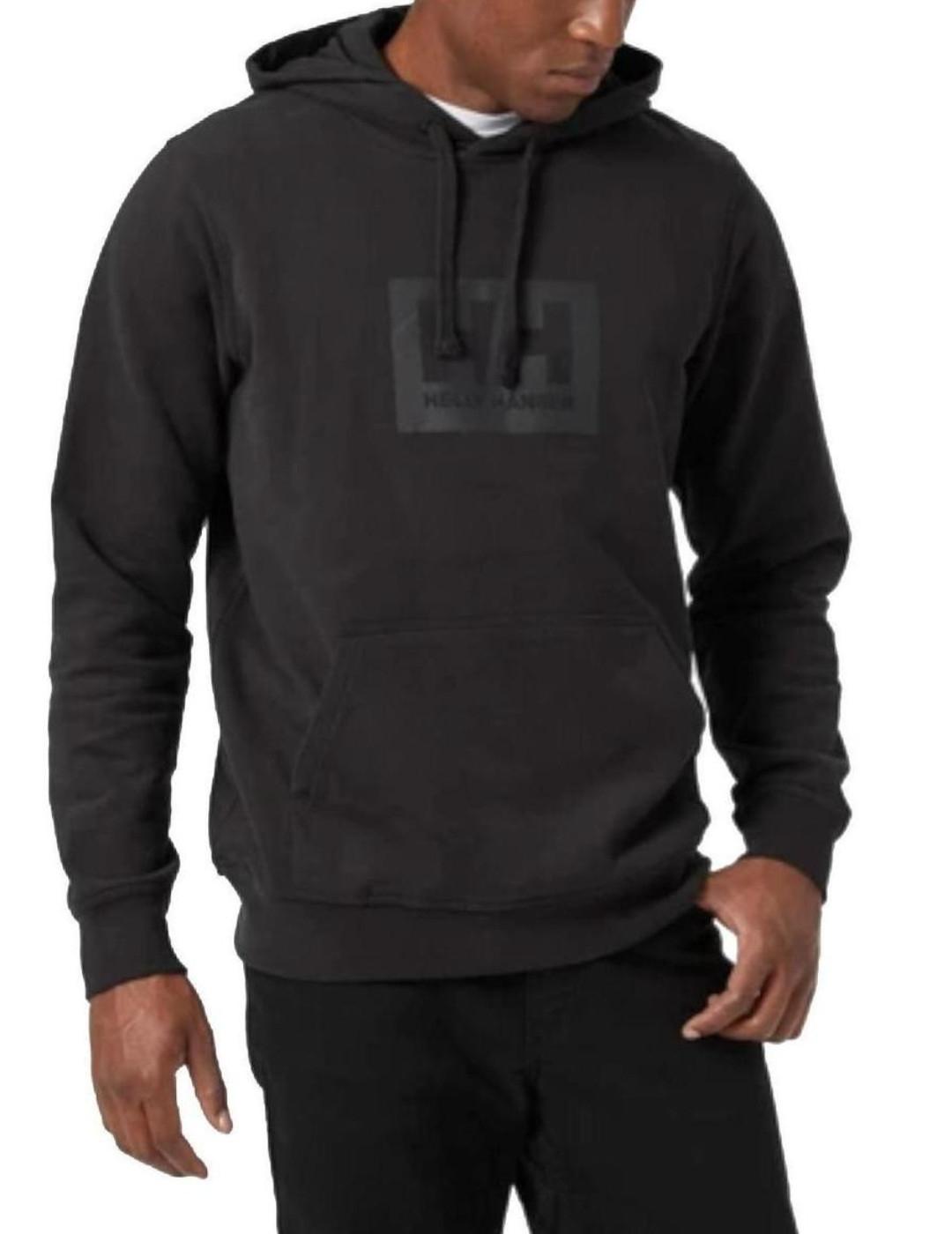 Sudadera Helly Hansen Box negro con capucha para hombre