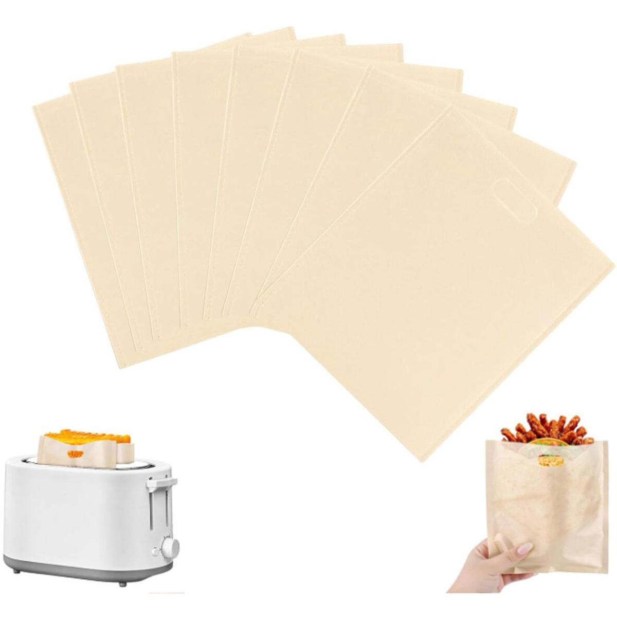 bolsas para tostadora - bolsas antiadherentes para tostadora - revestimiento antiadherente - bolsas reutilizables para tostadora - con revestimiento de teflón - lavables - para tostadoras y microondas - para sándwiches, paninis y aperitivos - 16 x 16,5 cm