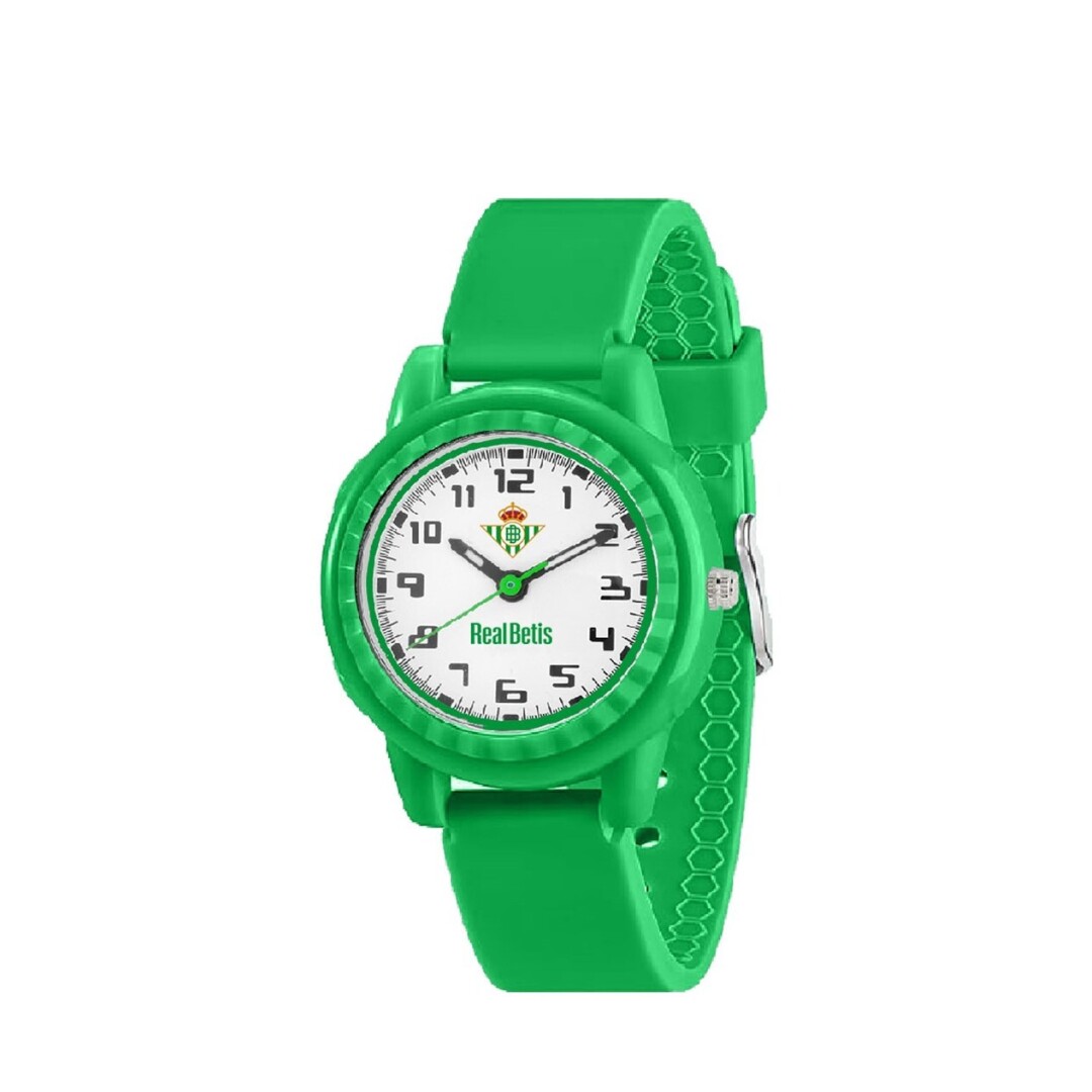 Reloj infantil Real Betis Balompié | SEVA IMPORT - Artículo oficial del equipo, correa ajustable estrecha, esfera pequeña, color verde de silicona // Ref: 4401448