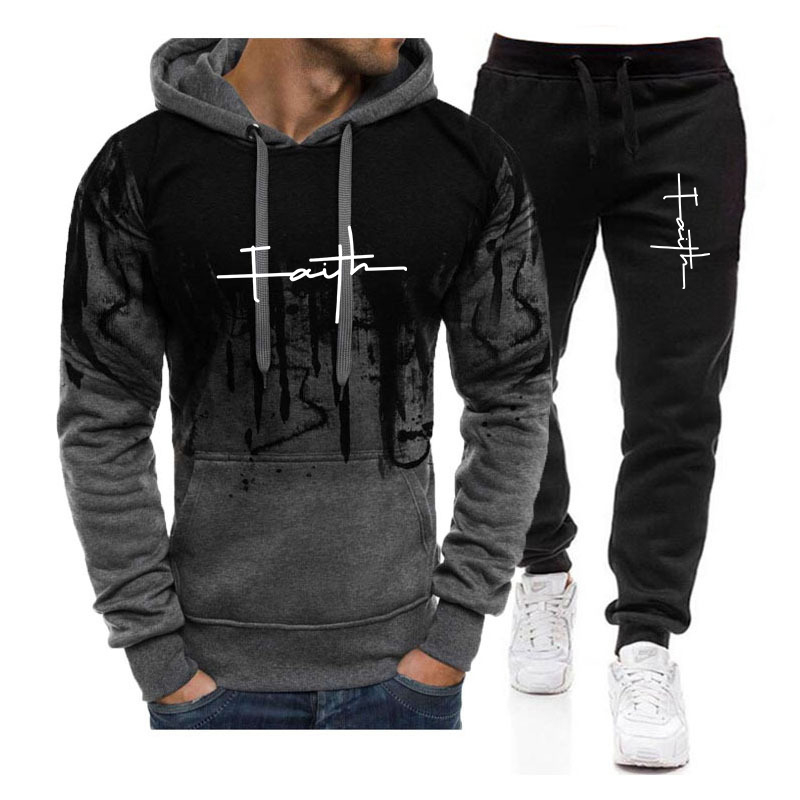 TK Conjunto Deportivo Casual Para Hombre Primavera Otoño 2 Piezas Suéter Con Capucha Y Pantalones De Estilo Fitness Ropa Nueva De Moda