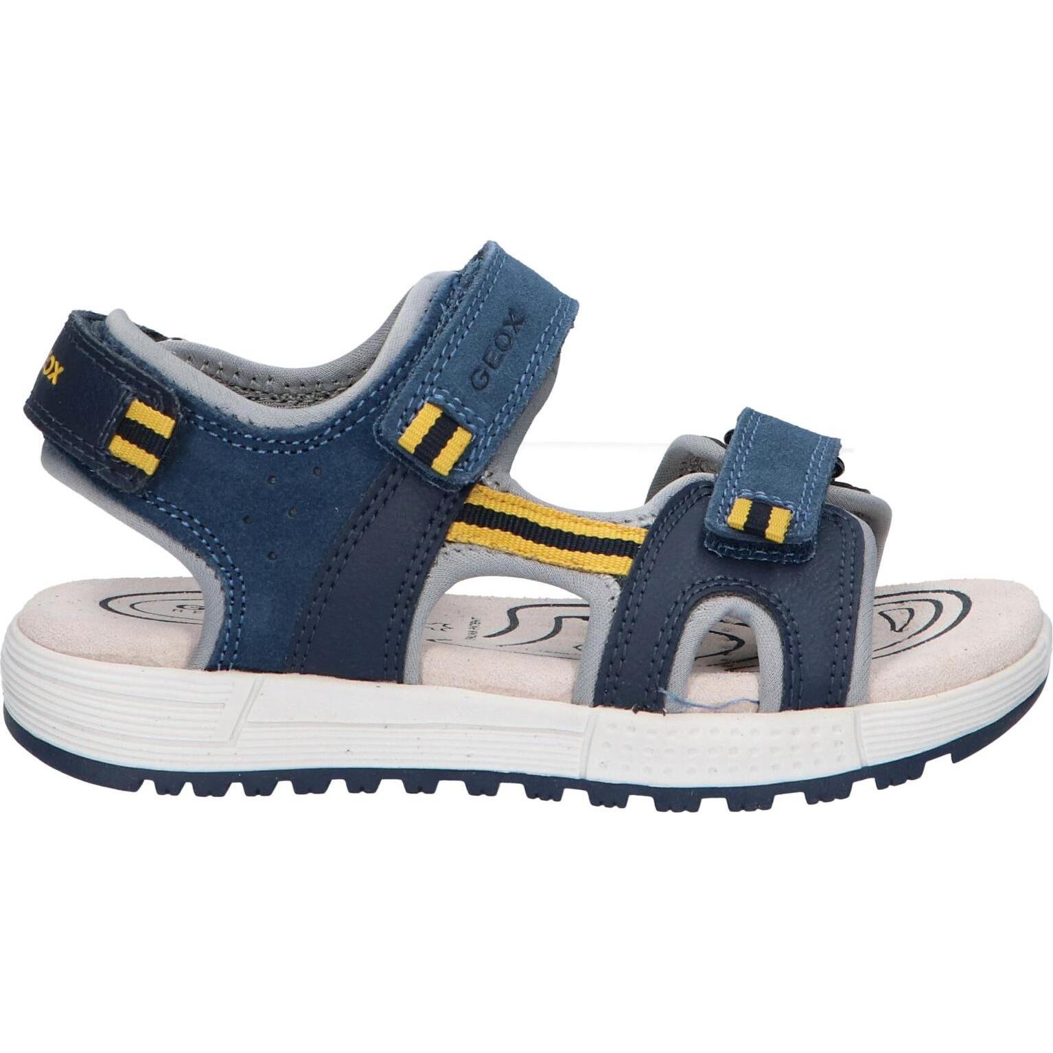 Geox J35AVA 01522 J Sandal Alben C4B2G Avio-Dk Yellow for Boys - Breathable summer sandals with cushioned insole, anti-slip sole, and flexible design, perfect for active kids.